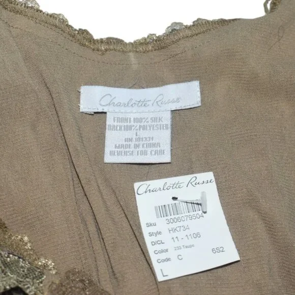 Vintage Y2k Charlotte Russe Silk Woodland Fairy Fairycore Hanky Hem Cami Top L - Picture 5 of 7